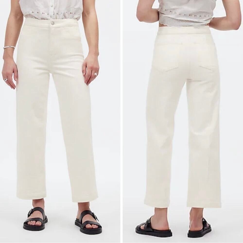 madewell the emmett wide-leg crop jean: welt pocket tile white no602 size‎ 27